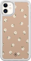 iPhone 11 hoesje siliconen - Sweet daisies - Casimoda® 2-in-1 case hybride - Schokbestendig - Bloemen - Verhoogde randen - Bruin/beige, Transparant