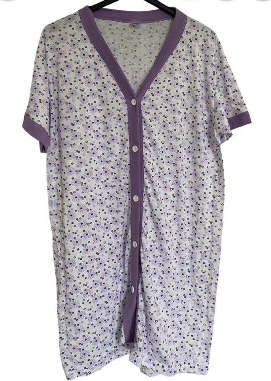 Chemise de nuit femme coton imprimé coeur L 38-40 blanc/violet