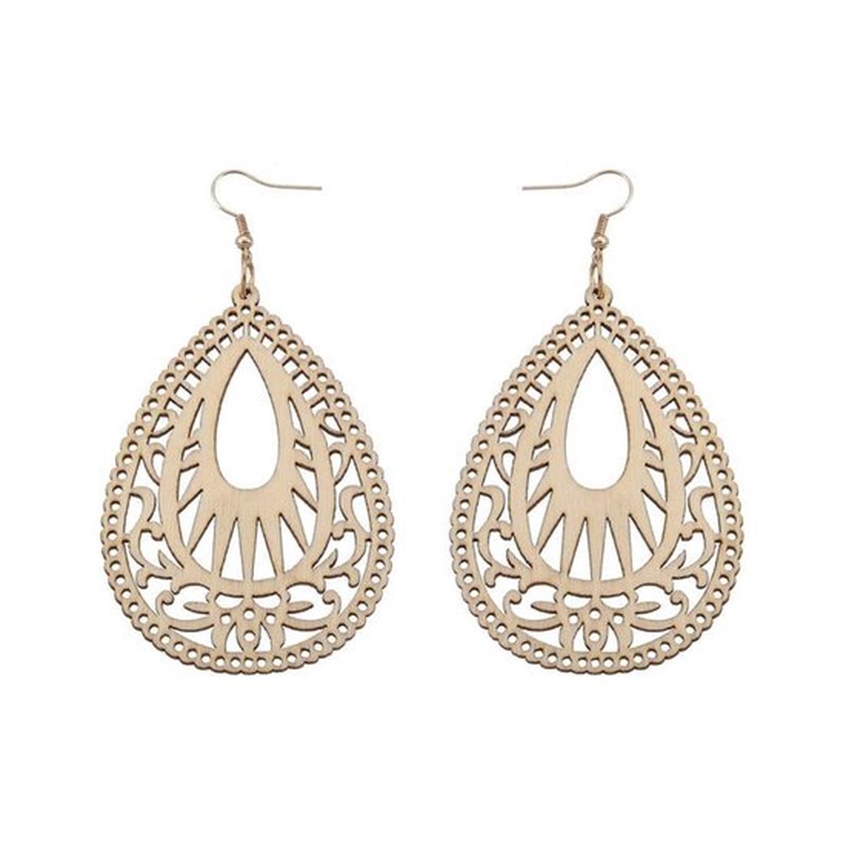 Jomide Oorhangers - Natuurlijk Beige Ethnic - Dames