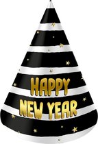 Folat Feesthoedjes - 6 Stuks - Happy Birthday - Goud & Zilver - Glitter Glam - Perfect Voor Verjaardagen En Jubilea