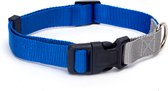 Nobleza Hondenhalsband tweekleurig - Honden halsbanden - Halsband hond - Halsband pup - Puppy halsband - Klikhalsband hond - Polyester halsband - Fluorescerend - Verstelbaar tussen 38 en 66 cm - Maat XL - Blauw/Grijs