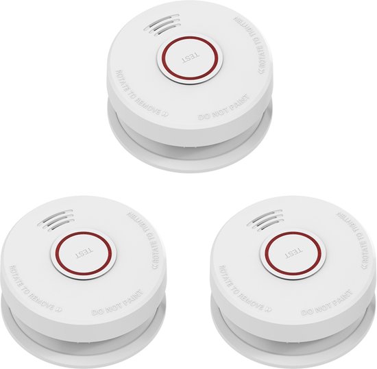 DVM-SB90-3: set met 3x optische rookmelder. Werkt op batterij. Garantie 10 jaar. Voldoet aan Europese norm EN14604.