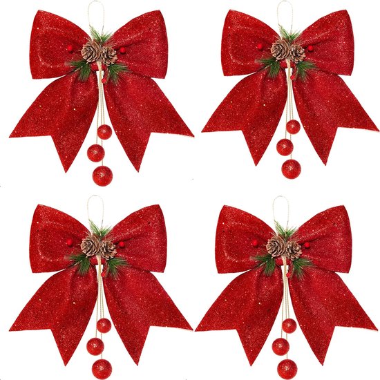 24 Mini Nœuds Ruban Rouges Pour Déco De Noël | Arcs élégants Pour Arbre, Guirlandes Et Cadeaux