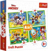 Trefl - Puzzles - "4in1 (12, 15, 20, 24)" - Among the friends / Disney Mickey Mouse Funhouse