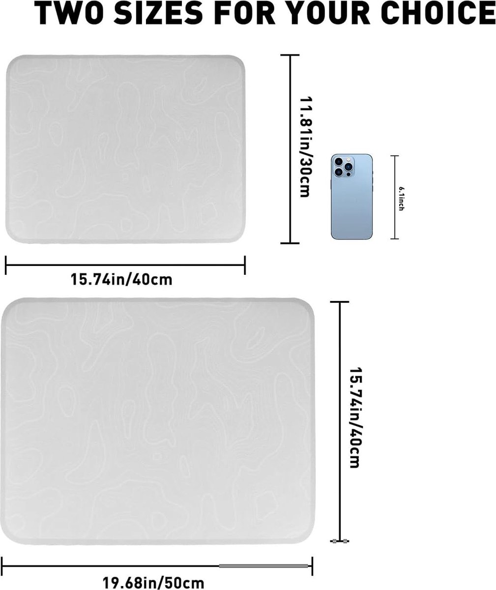 Afdruipmat voor servies, 60 x 40 cm, lekmat van kiezelgoer, sterk, waterabsorberend, hittebestendig afdruipmat, gootsteen, spoelmat, sneldrogend, voor keuken (donkergrijs, 60 x 40 cm