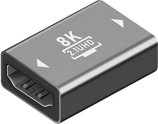 Ibley HDMI 2.1 koppelstuk grijs - Verlengstuk - HDMI Extender - 8K@60Hz - 4K@120Hz - HDR, ARC, 3D en surround sound - Aluminium