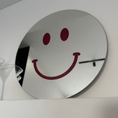Donkerrode Smiley Spiegel - 38cm - Rond