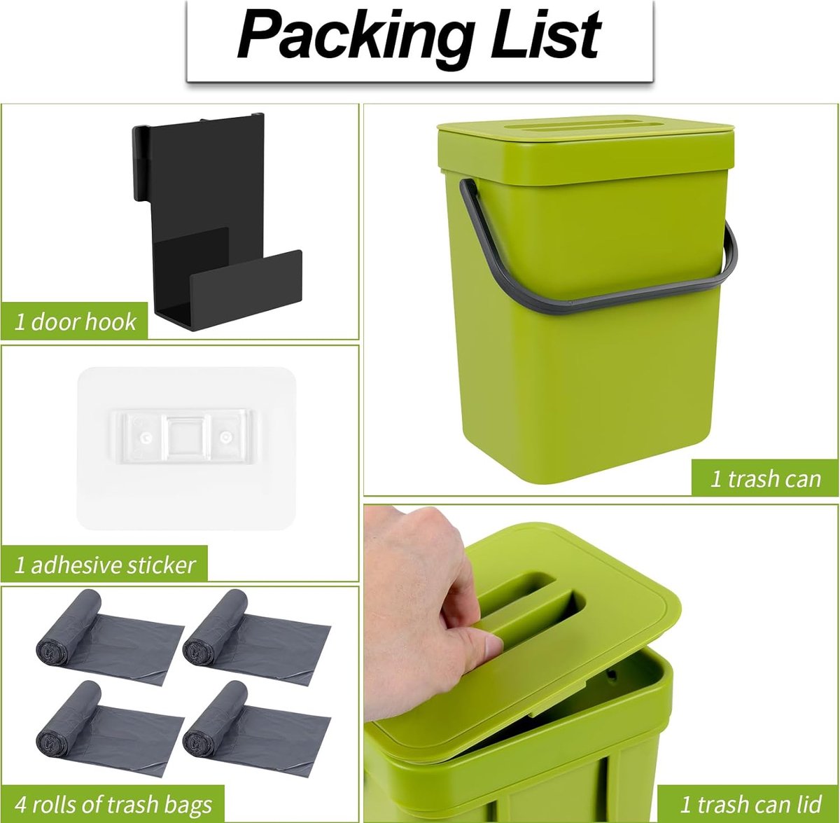 Poubelle De Cuisine Suspendue 3 Litres - Petit Bac à Compost