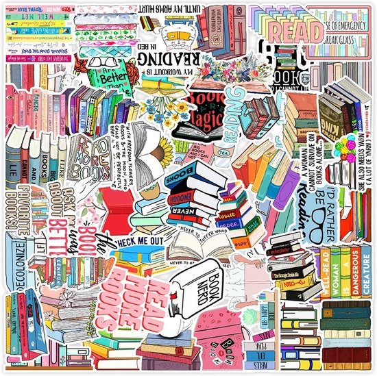 Foto: Boeken stickers 50 stuks quotes stickers books teksten laptop stickers stickers kinderen en volwassenen stickervellen plakstickers koffer stickers stickers bullet journal en planner