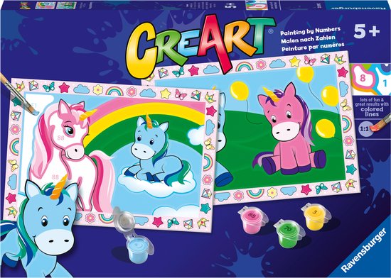 Ravensburger CreArt Happy Unicorns - Schilderen op nummer voor kinderen