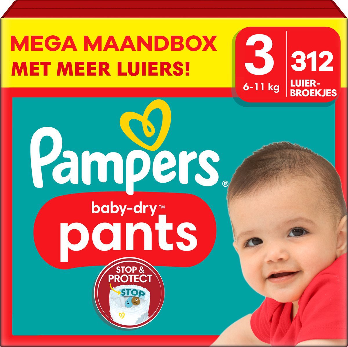 Goedkoopste Pampers - Baby Dry Pants - Maat 3 - Mega Maandbox - 312 stuks - 6/11 KG