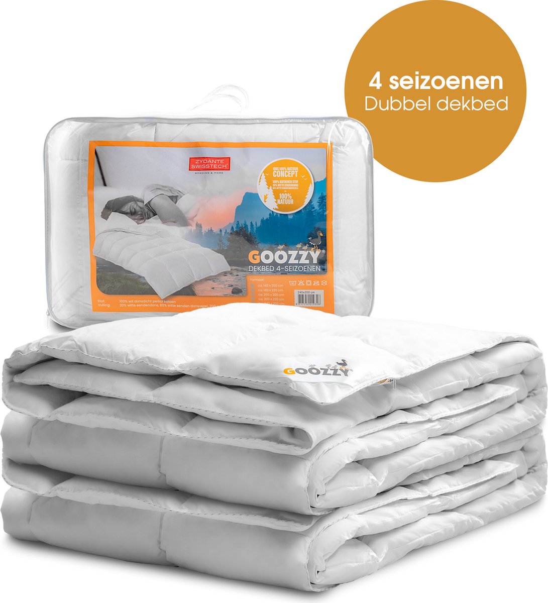 Goozzy® dons dekbed - 100% donzen dekbed - 4-seizoenen - premium - 200x220 cm