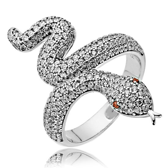 Juwelier Zwartevalk - Zilveren (gerhodineerd) slang ring 21.290/19½--