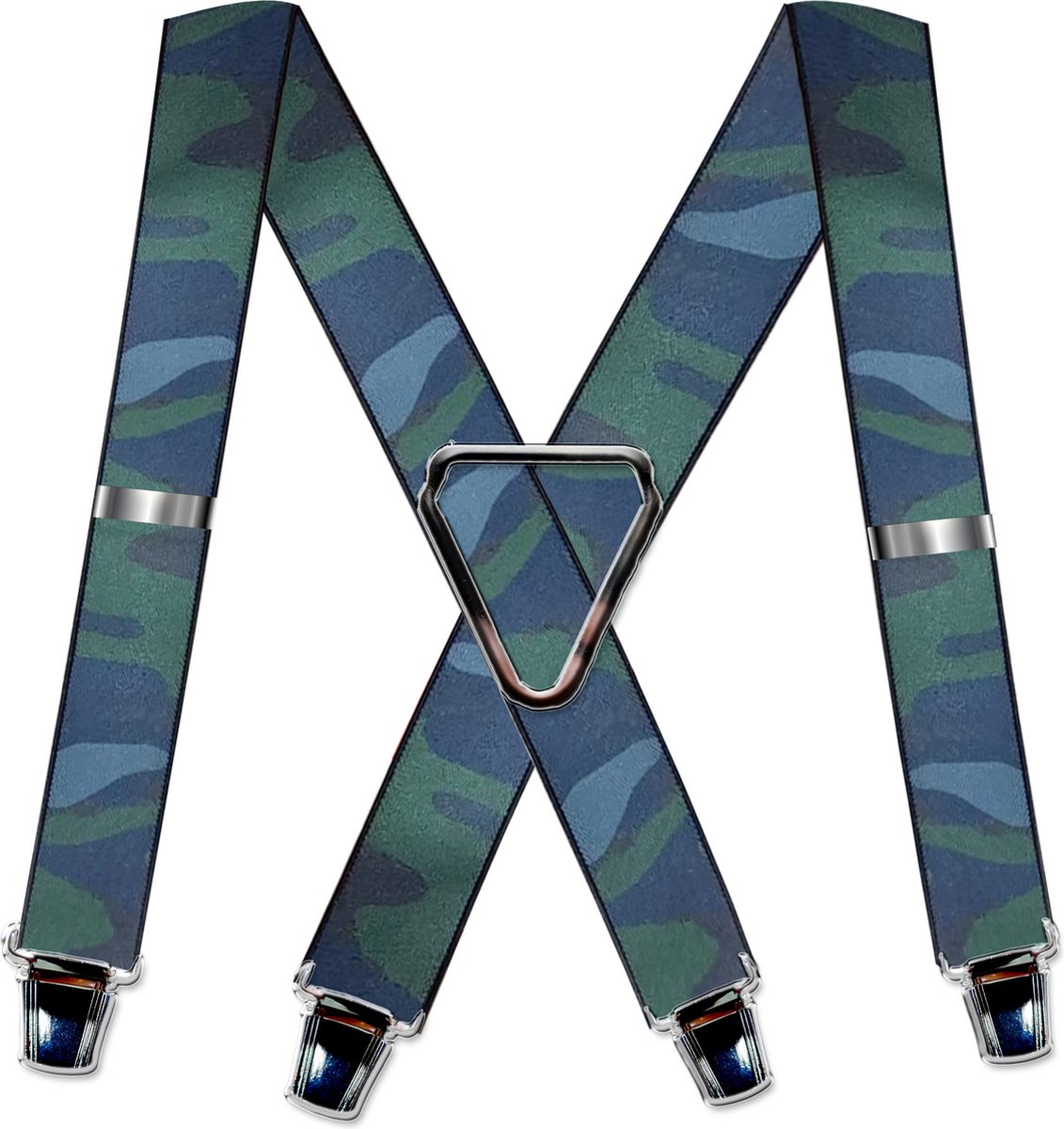 4-point suspenders 'Striped' with wide extra strong sturdy clips Army Camo Color