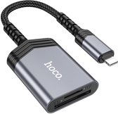 Hoco UA25 Geschikt voor Lightning (iP) Card Reader met SD/TF Kaartlezer Grijs