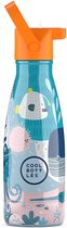 Cool Bottles - Sea World - 260 ml - Luxe avec paille - Gobelet d'école pour enfants - Gourde d'école - Acier inoxydable - Lavage à la main uniquement - Design élégant - Adapté aux enfants