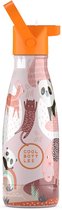Cool Bottles - Panda Pang - 260 ml - Luxe avec paille - Gobelet d'école pour enfants - Gourde d'école - Acier inoxydable - Lavage à la main uniquement - Design élégant - Adapté aux enfants