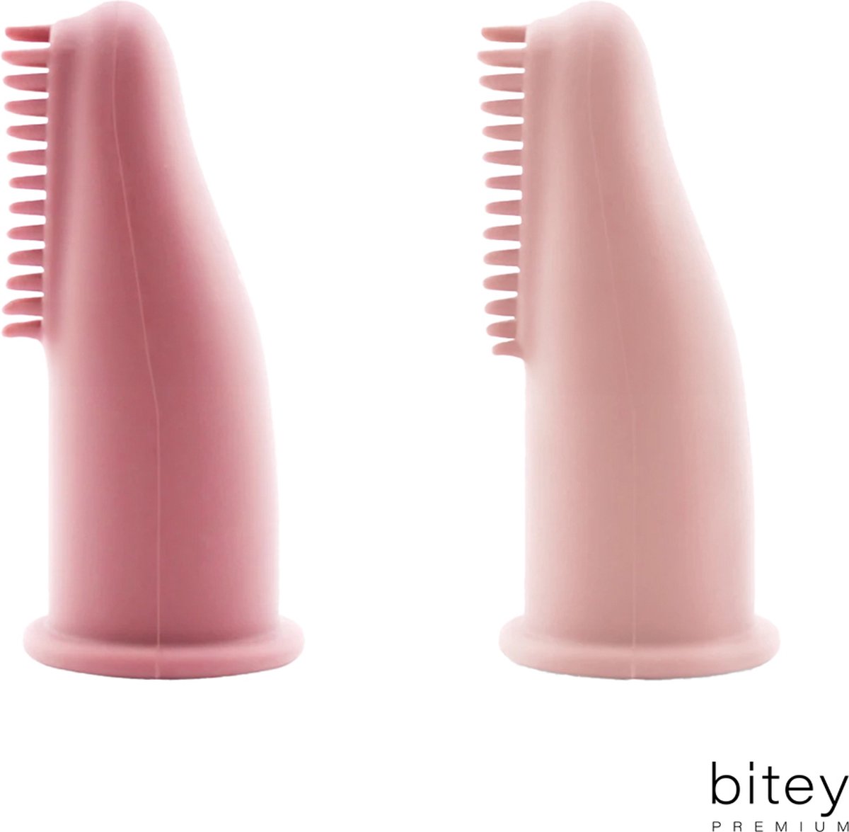 Bitey Premium - Babytandenborstel - Vingertandenborstel - Duo-pack - Blush Harmony - Siliconen - Baby - Kind - Peuter