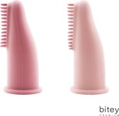 Bitey Premium - Babytandenborstel - Vingertandenborstel voor baby - Duo-pack - BPA vrij - Zachte siliconen - Siliconen - Baby - Kind - Peuter - Blush Harmony