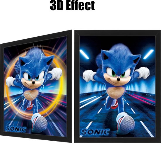 Sonic Poster + Lijst 3D - 3D Effecten - Sonic Running