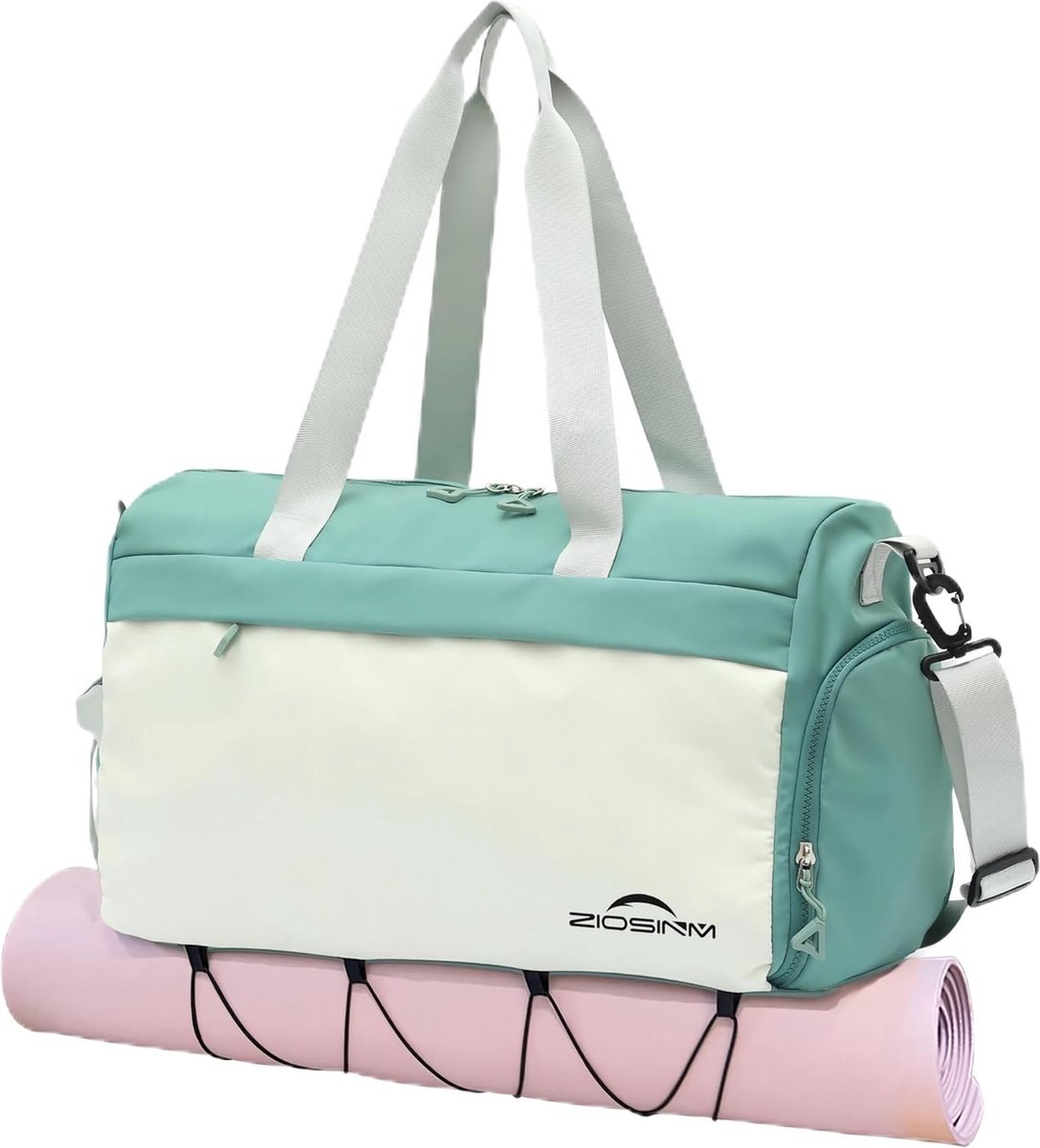 Sporttas voor dames en heren, 35 liter, kleine sporttas met schoenenvak, reistas, weekendtas, waterdichte trainingstas, gymtas met draaggreep en yogamatopslag, groen, Klassiek