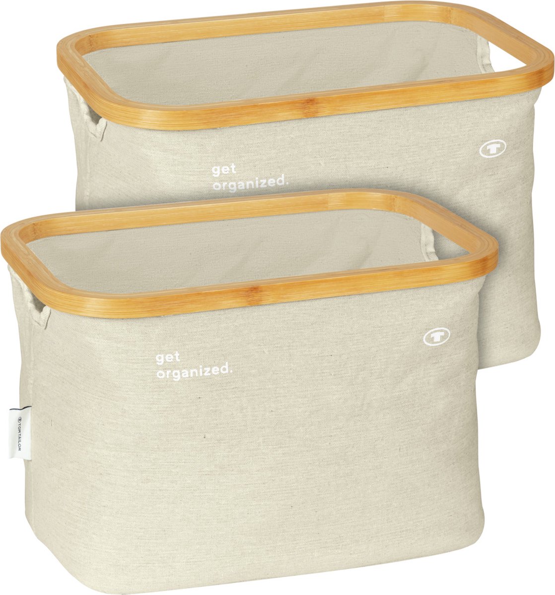 TOM TAILOR Opbergdoos Bamboe Frame Set van 2 Beige Mand Badkamer Organizer Boxen