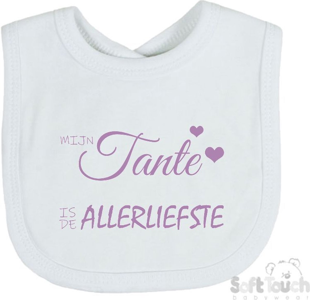 Goedkoopste Soft Touch Slabber Slabbetje Slab Mijn tante is de allerliefste Unisex Katoen Wit/lila Maat 33x22 Cm