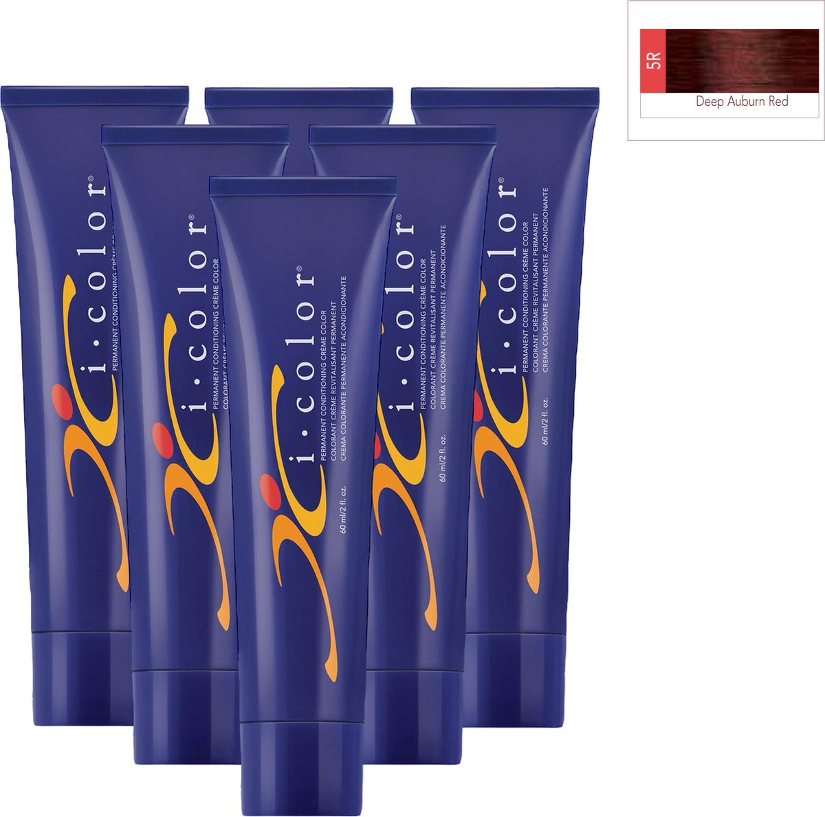 ISO i color Permanent Conditioning Crème Color 60ml 5R (5.5) Deep Auburn Red x 6 tubes