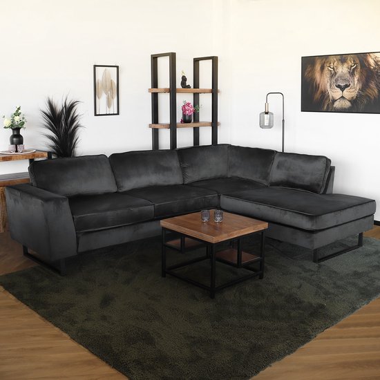 Foto: Hoekbank design puckerto 290cm bank velvet antraciet hoek loungebank rechts bankstel