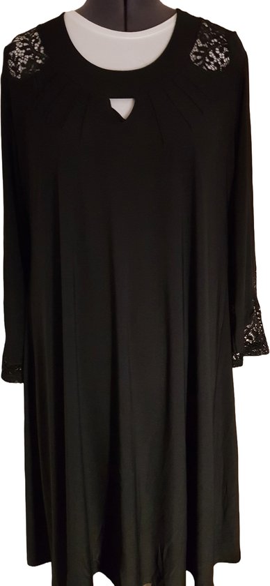 Dames jurk met detail zwart plus size 44/48