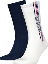 Tommy Hilfiger 2P sokken hilfiger logo blauw & wit - 39-42