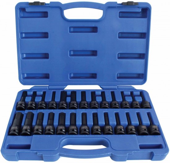 Foto: Krachtdoppen set 26 delig torx inbus en spline doppen set 1 2 duims asta