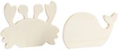 Figurines Waterworld, Crabe et baleine, H : 9,5-12 cm, L : 16 cm, épaisseur 1,2 cm, 2 pièces / 1 boîte