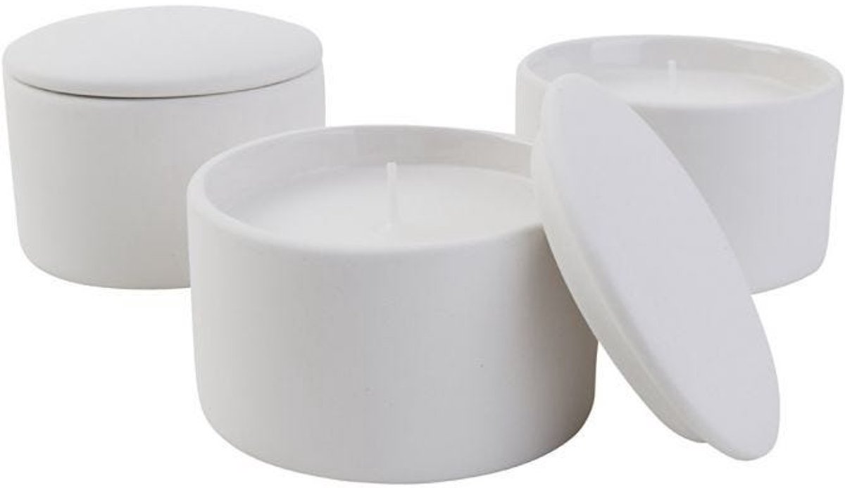 Creativ Company Terracotta Kandelaar met Kaars 9 cm Wit 12 stuks