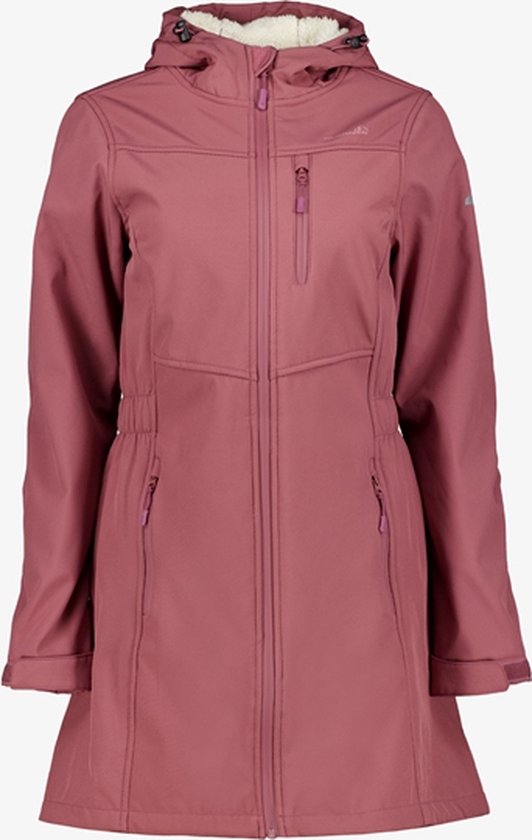 Mountain Peak dames lange softshell jas roze - Maat L - Met capuchon - Ritssluiting