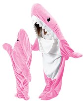 Evelynda™ Shark Blanket™ Rose - Onesie - Couverture Requin - Couverture à capuche - Shark Blanket - Couverture Polaire - Taille S - Pour Longueur 100CM À 120CM