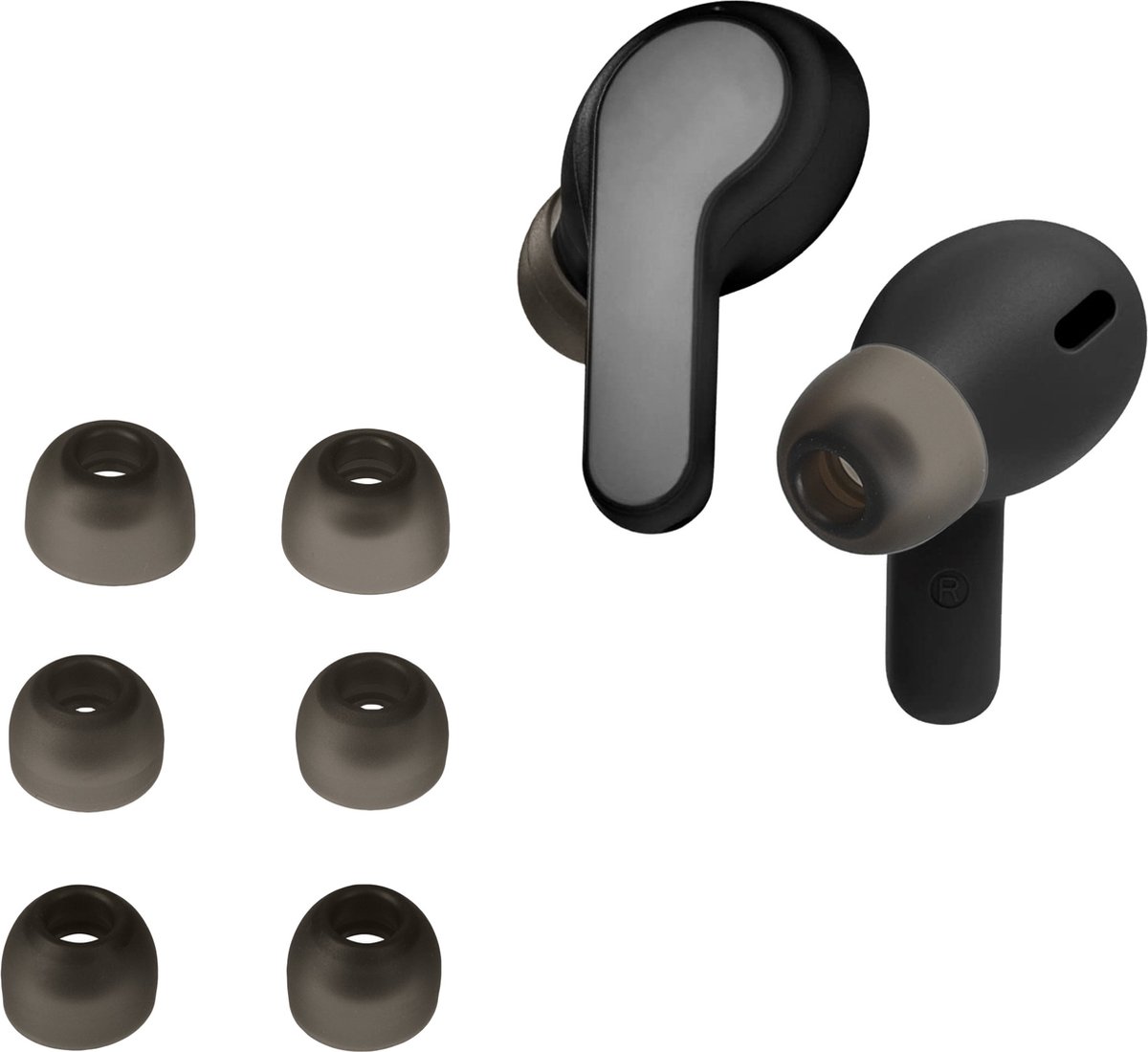 kwmobile 6x cover voor in-ear oortjes voor JBL Wave 200 TWS / Wave Beam - Vervangende oordopjes van siliconen in zwart - 3 maten