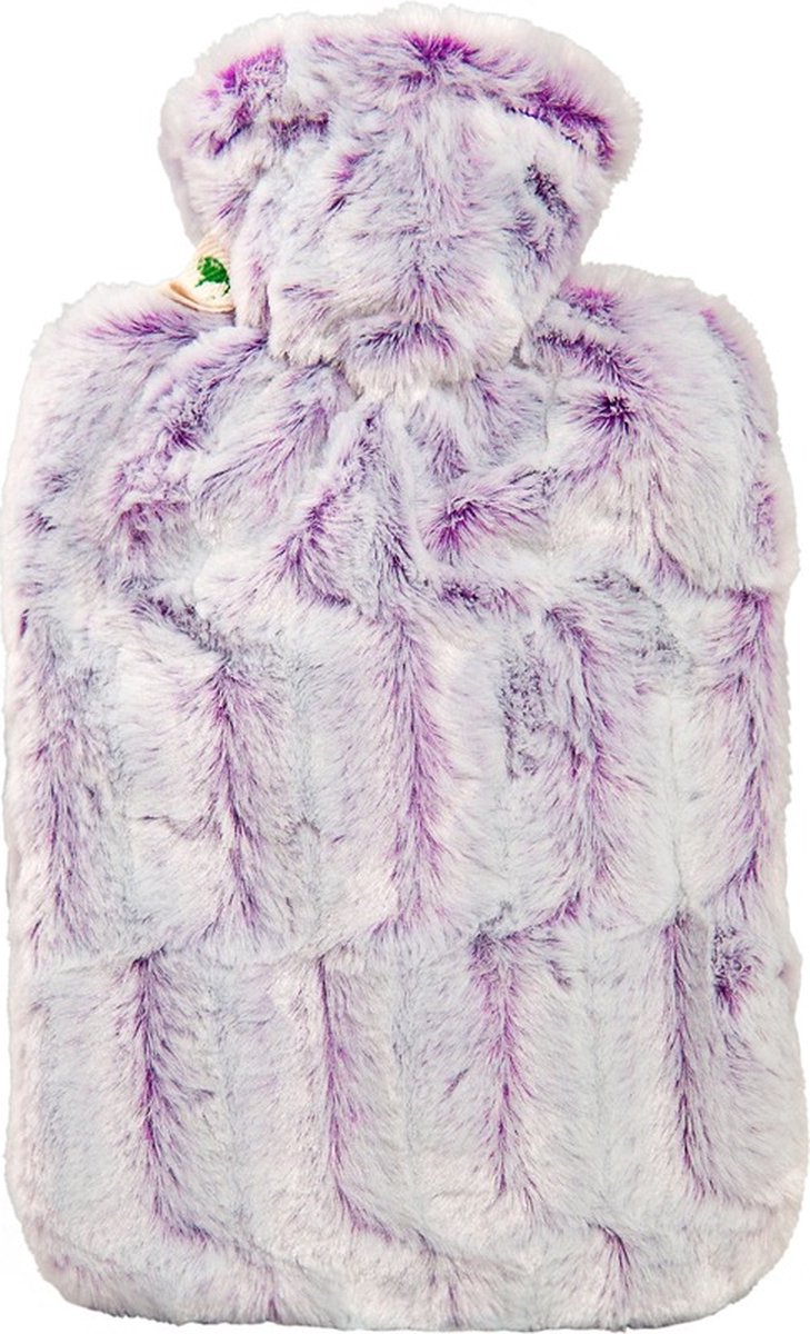 Goedkoopste Warm water kruik met warme bont hoes - lila - 1800 ml - hoogpolig pluche - kinderen/volwassenen - cadeau