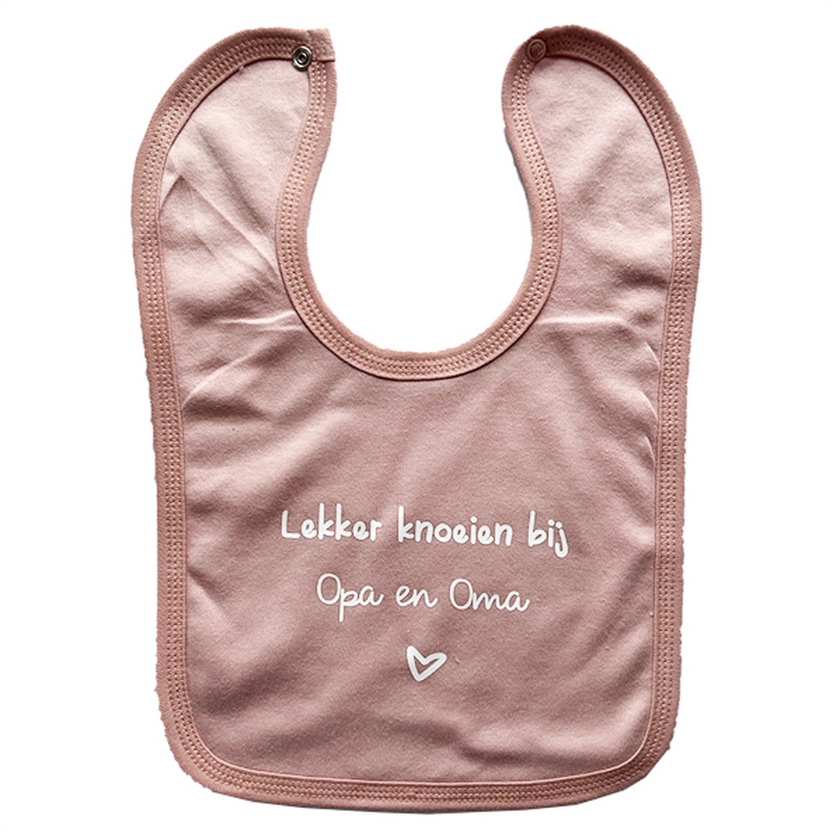 Slab - Vintage roze - met tekst "Lekker knoeien bij" - gepersonaliseerd met zelf in te vullen naam - drukknoopsluiting - 100% katoen