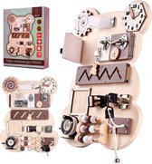 Lulilo Sensorisch Educatief Speelgoed - Activiteitenbord - Manipulatie Bord - Montessori Speelgoed - Houten Speelgoed - Teddybeer 28cm x 40cm