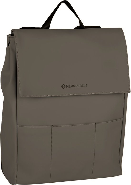 Foto: New rebels omar lincoln taupe 17l rugtas met flap waterafstotend laptop 15 6