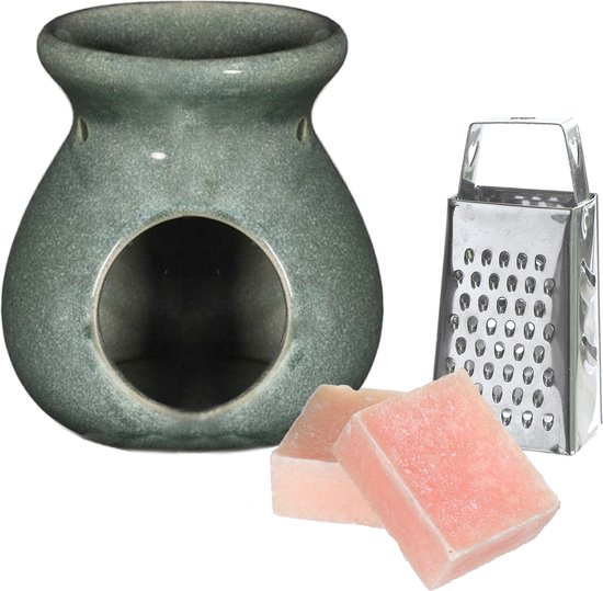Ideas4seasons Amberblokjes/geurblokjes cadeauset - roos - inclusief geurbrander en mini rasp
