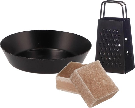 Amberblokjes/geurblokjes cadeauset - sandelhout geur -inclusief schaaltje en mini rasp