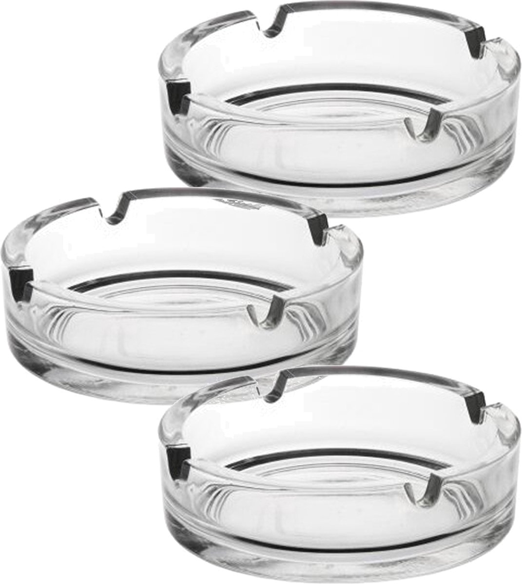 Goedkoopste Glasmark Asbak - 3x - glas - D11 cm - transparant - voor binnen en buiten