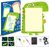 DrPhone LightTable2 2 in 1 Lichtgevende tekenbord met Lichtpen + Whiteboard met stiften - Teken Tablet voor Kinderen 6+ - Speelgoed – A4 Formaat – Dinostyle