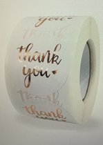 Sluitsticker Groot - Sluitzegel - Thank you | Rosé Goud | Bedankt | Zakelijk - Trouwerij - Envelop | Goud - Wit | Thank you - stickers | Envelop stickers | Cadeau - Gift - Cadeauzakje - Traktatie | Creativiteit | 40 stuks | 38mm | Rond |