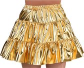 Magic By Freddy's - Glitter & Glamour Kostuum - Gouden Folie Rok Glitter Disco Vrouw - Goud - Medium - Carnavalskleding - Verkleedkleding