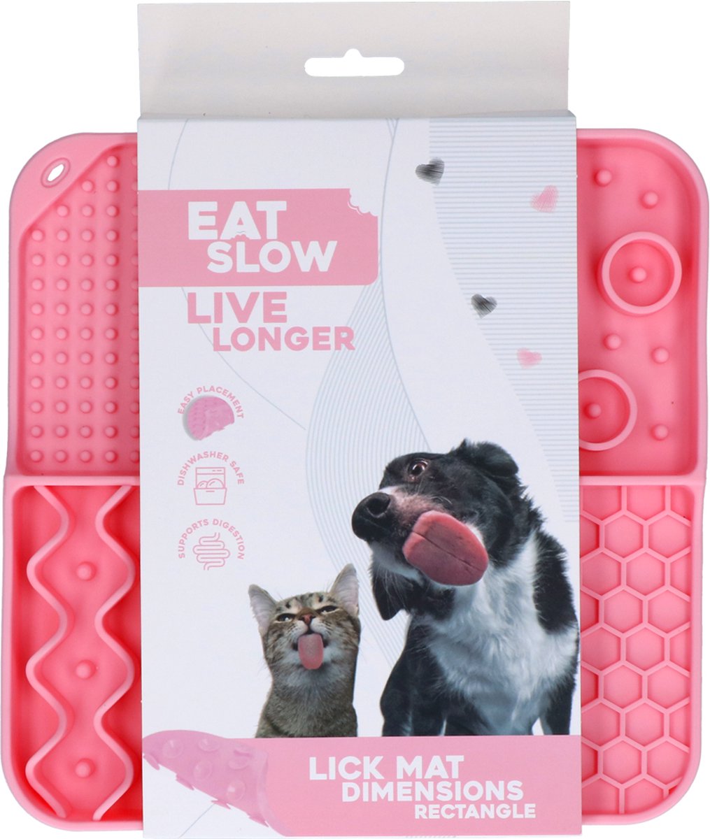 Bol.com Eat Slow Live Longer Likmat - 21 x 21 cm - Snuffelmat - Anti-schrok Mat - Slowfeeder Honden en Katten - 100% Siliconen -... aanbieding