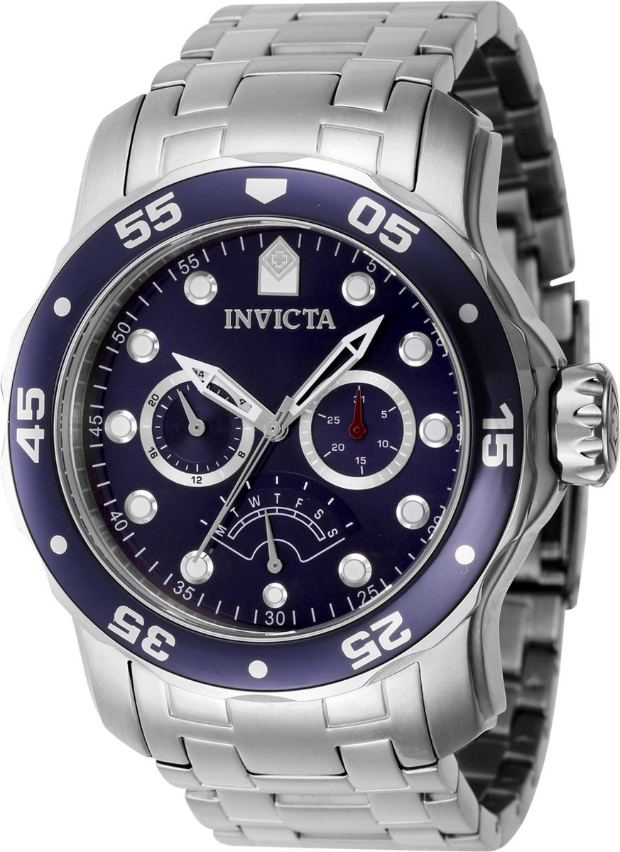 Invicta Pro Diver 46993 Heren Horloge - Waterdicht - Analoog - Quartz Uurwerk - Roestvrij Staal met blauwe Wijzerplaat - 48mm