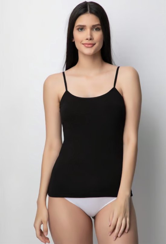 DONEX-2 pack- Chemises pour femmes en Katoen avec bretelles en Lycra-Cadeau pour femme-noir- S